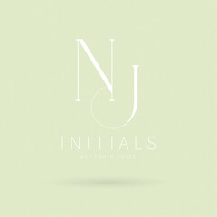 NJ Typography Initial Letter Brand Logo, NJ brand logo, NJ monogram Wedding logo, abstract logo design	