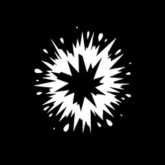 Explosion - Black and White Isolated Icon - Vector illustration