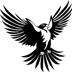 Pigeon | Black and White Vector illustration - obrazy, fototapety, plakaty