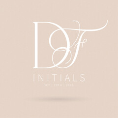 DF Typography Initial Letter Brand Logo, DF brand logo, DF monogram wedding logo, abstract logo design