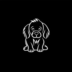 Puppy - Black and White Isolated Icon - Vector illustration