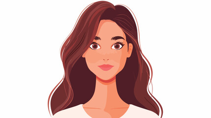 Young woman face cartoon flat vector isolated on white
