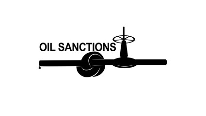 Oil sanctions, black isolated silhouette 