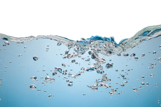 Transparent Water waves with air bubbles on transparent background. 