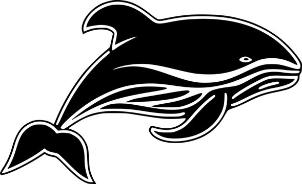 recommend clip art: Whale - Black and White Isolated Icon - Vector illustration
