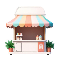 Obraz premium Brown Cartoon Ice Cream Shop on Isolated transparent background png. generated with AI