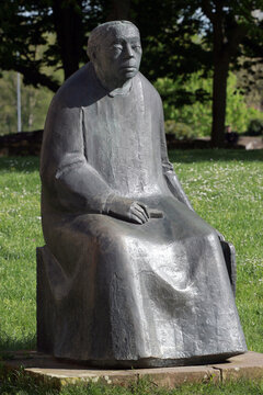 Magdeburg, Germany - April 14, 2024: German artist Kaethe Kollwitz, a sculpture by Gustav Seitz in the sculpture park near the Magdeburg Kloster Art Museum