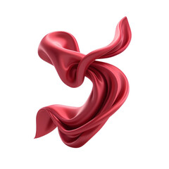 Fototapeta premium Beautiful flowing fabric of red wavy silk or satin. 3d rendering on Isolated transparent background png. generated with AI