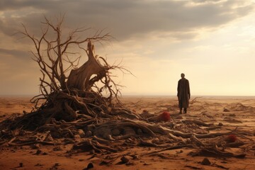 Man Standing in the Middle of a Desert