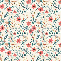 Seamless floral pattern with watercolor flowers. Vector illustration.