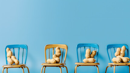 Dried peanuts  setting on chair  - obrazy, fototapety, plakaty
