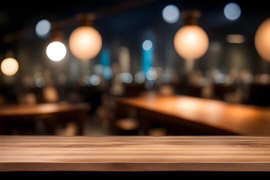 Wood table top, night party 