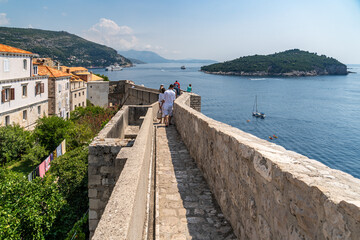Dubrovnik City Walls overlooking Adriatic Sea, Croatia