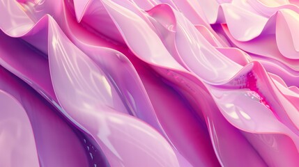 Abstract 3D digital waves in shades of pink and purple with a high-saturation and high-key film