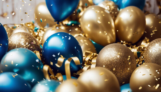 Geburtstag oder Hintergrund Ballons Gratulation Einladung Konfetti  als Goldene confetti auch Weihnachten  zum zur Gru?karte eine f