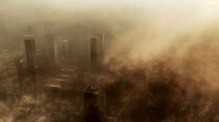 Smog filled city representing the effects of climate change