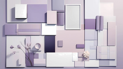 high-quality top shot photograph showcasing a minimalistic material moodboard for interior design