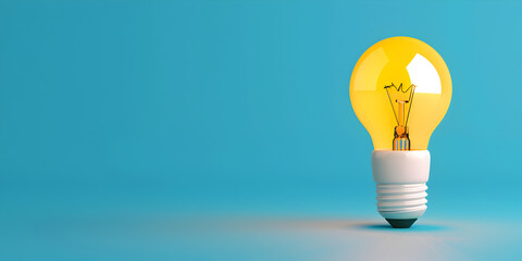 A Light Bulb Symbolizing Creative Thinking And Innovation with Blue Background, Innovative Ideas