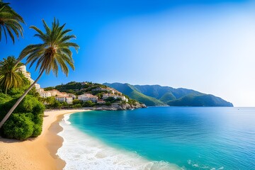 beautiful mediterranean tropical beach - obrazy, fototapety, plakaty