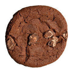 Single double chocolate chip cookie closeup