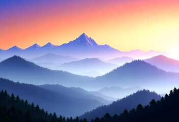 Pixel Art Invigorating Morning Sunrise Over A Mist (3)