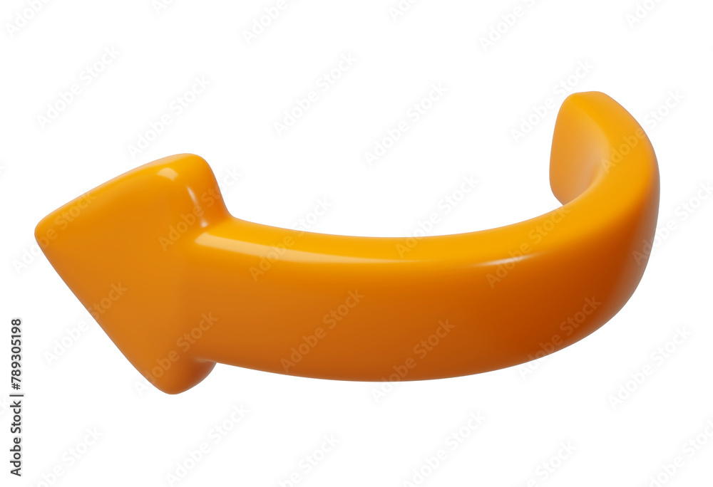 Wall mural orange 3d half circle arrows direction. arrow sign or icon for web button and interface and navigati