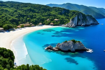 beautiful mediterranean tropical beach - obrazy, fototapety, plakaty
