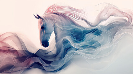 Abstract pastel psychedelic horse background  - obrazy, fototapety, plakaty