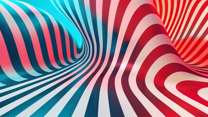 Abstract retro psychedelic optical illusion background with zebra stripes, optical illusion of volume lines