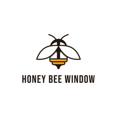 Honey bee window logo, simple and modern. Suitable for the construction industry, interiors or those related to logos.