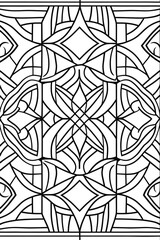Abstract coloring book page for adults. Black and white linear pattern.