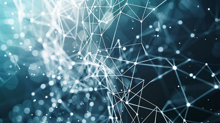 An image displaying the essence of with a dense network of white lines and dots over a gradient of blue to black, symbolizing cloud data storage. through abstract art.