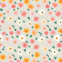 Seamless pattern with daisies and chamomiles