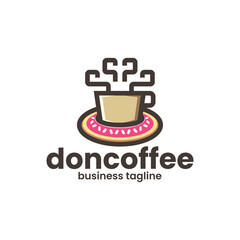 donut & coffee logo vector