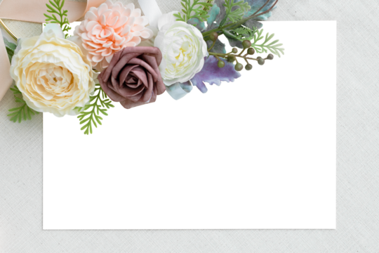 Blank card mockup with flowers