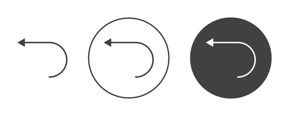 Undo icon set. return back arrow vector symbol. reverse button vector. reset or reload icon. repeat pictogram in black filled and outlined style.