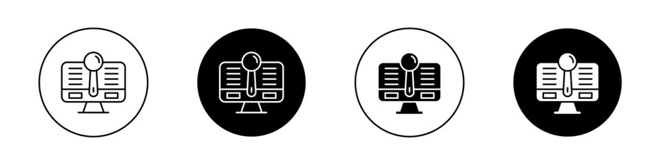 Search online icon set. search optimization vector symbol in black filled and outlined style.