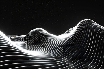 Black and white Digital Futuristic line point wave