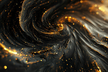 abstract wallpaper in three dimensions. dark, golden, and black background in three dimensions. wallpaper in gold. Background in black and gold