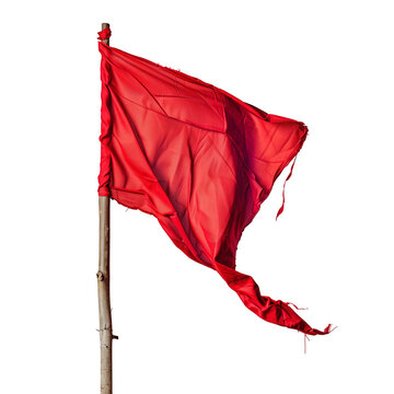 isolated red flag fluttering in the wind