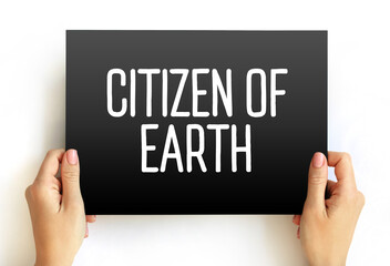 Citizen of Earth text quote on card, concept background