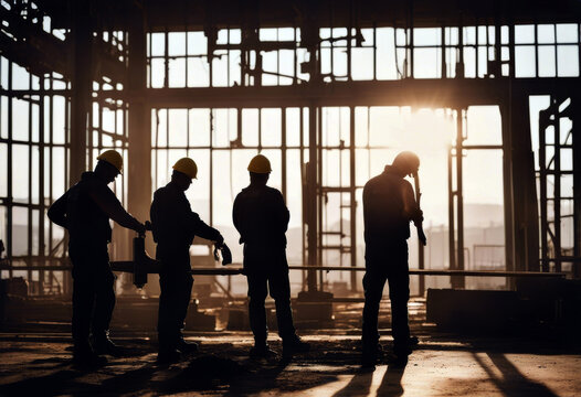 silhouette business industrial construction reference team light construction working multiple industry blurred engineer fair images together background industry create background sit