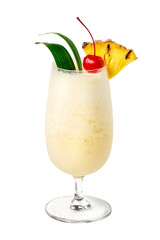 Fototapeta premium Pina Colada with pineapple and cherry on top transparent png
