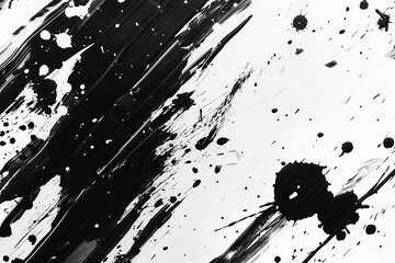 japan black ink style splatter stroke paint brush paint paper texture isolated on white background