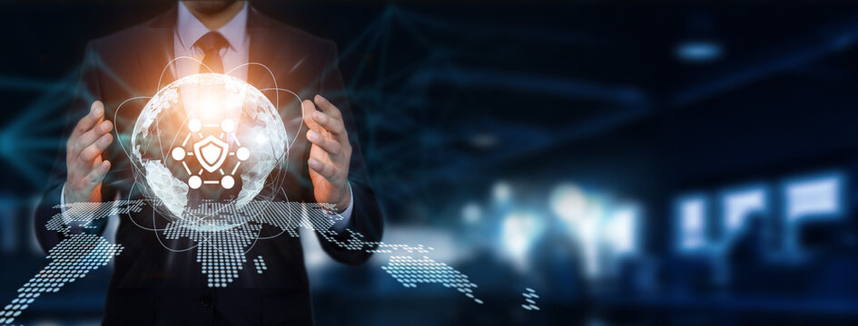 Network security and business technology concepts. Enhancing development. Implementing robust measures to safeguard against threats. Ensuring a secure foundation.