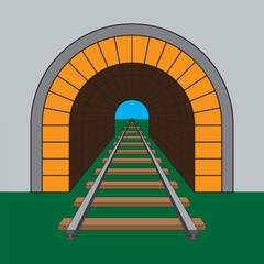 Railroad tunnel vector design isolated on gray background. Vector illustration EPS 10.