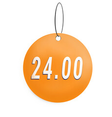 Price tag displaying value of 24.00. Twenty-four       