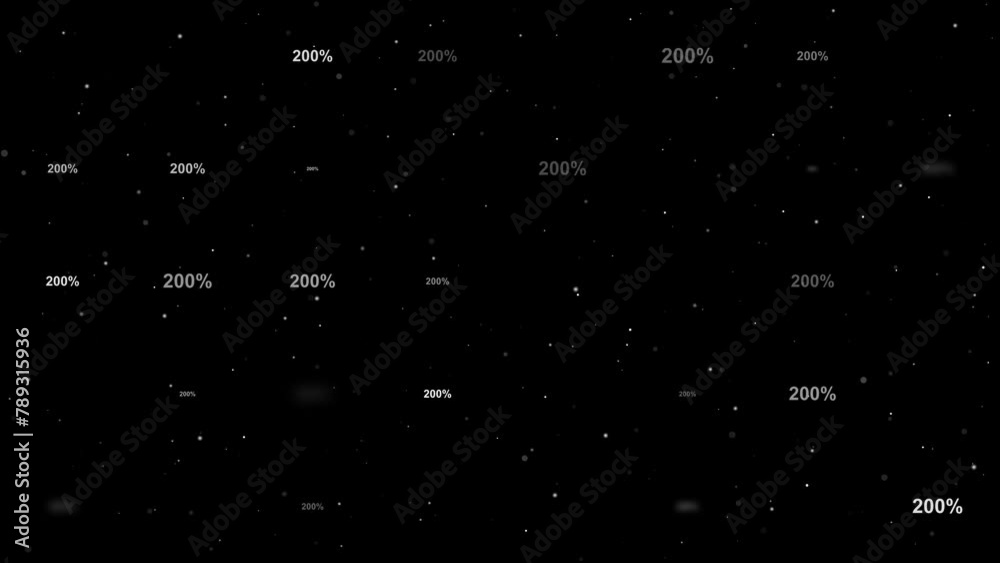 Poster template animation of evenly spaced 200 percent symbols of different sizes and opacity. animation of