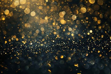 abstract bokeh background in black gold and yellow blurred lights effect - obrazy, fototapety, plakaty