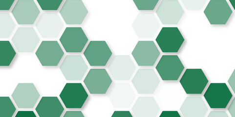 Vector hexagons pattern. Geometric abstract background with simple hexagonal elements. Green hexagon structure on the white background.